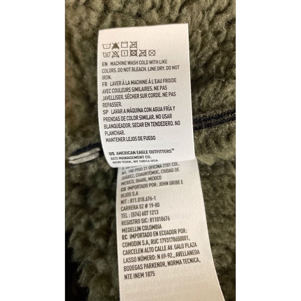 American Eagle Womens Olive Green Oversized Shearling Biker Jacket Size MEDIUM - Picture 10 of 10